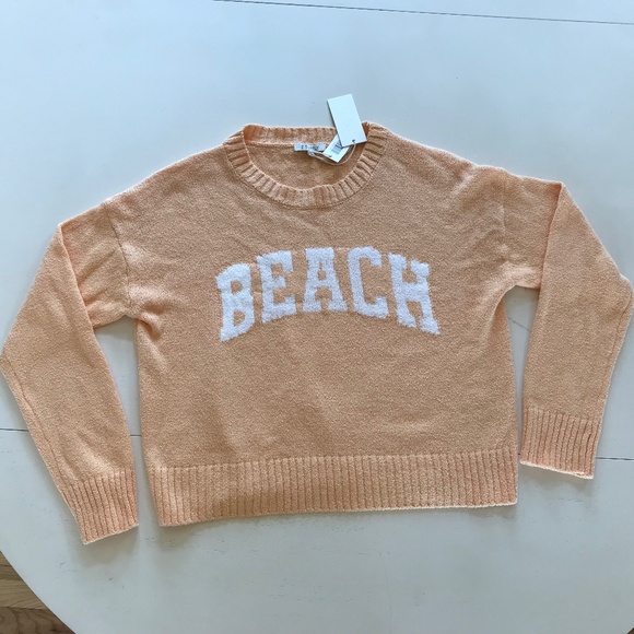 NWT Z SUPPLY OVERSIZED ORANGE CREAM BEACH SWEATER - Picture 2 of 10